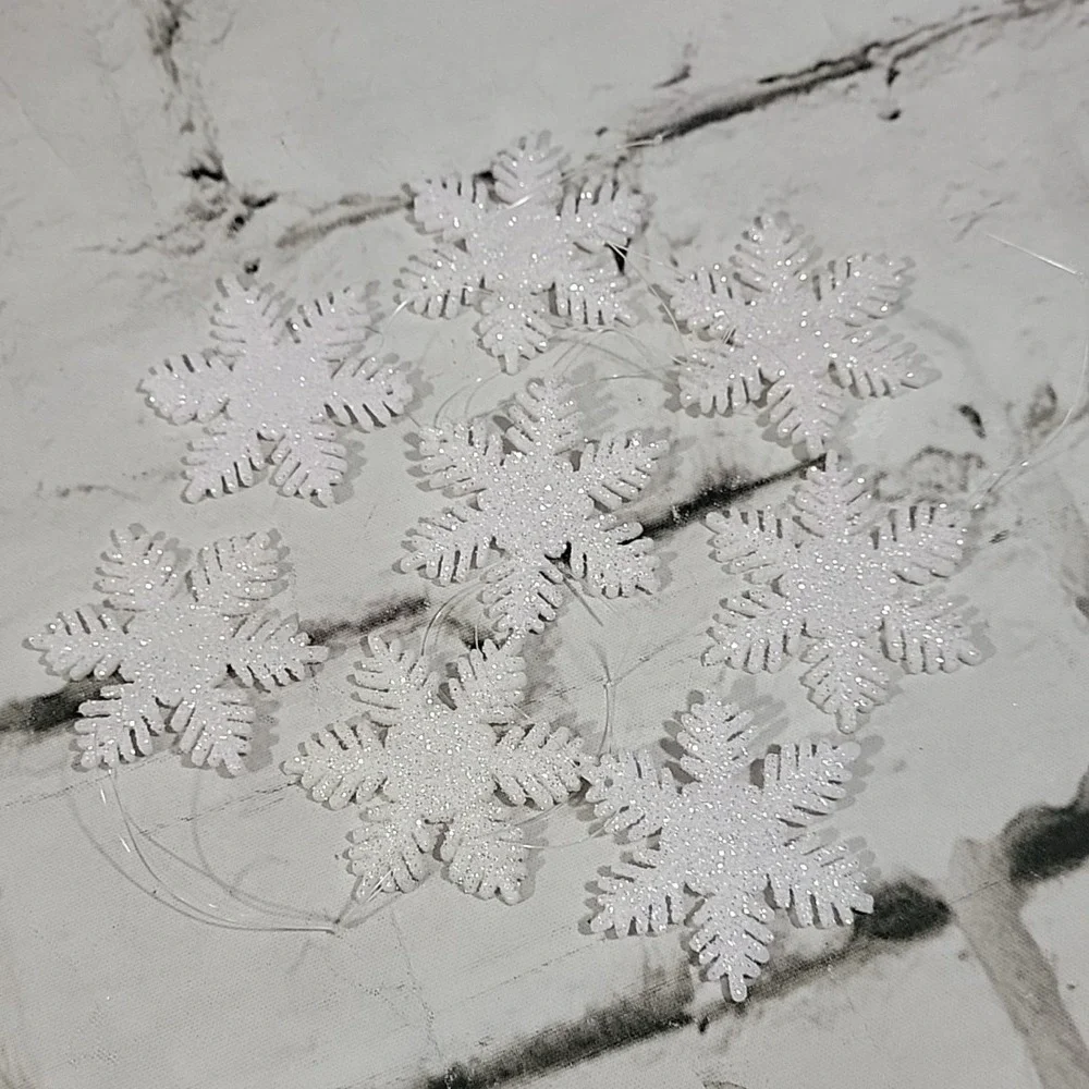 Vintage Christmas Tree Trimming Lot Snowflakes Bells Garland Wreath Holiday